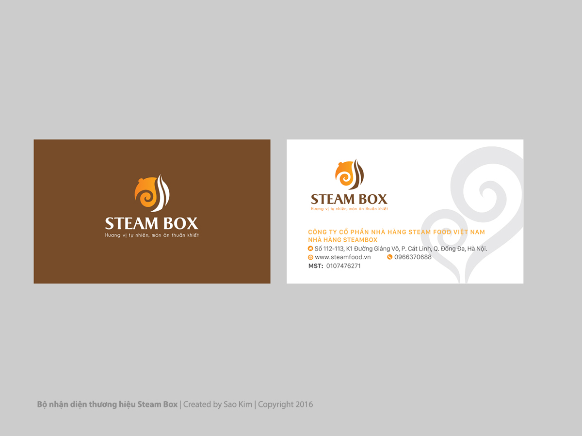 Thiết kế logo và nhận diện thương hiệu nhà hàng đồ hấp Steam Box tại Hà Nội