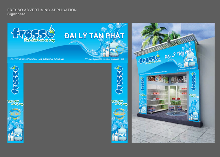 Thiết kế thương hiệu nước tinh khiết Fresso tại TP HCM