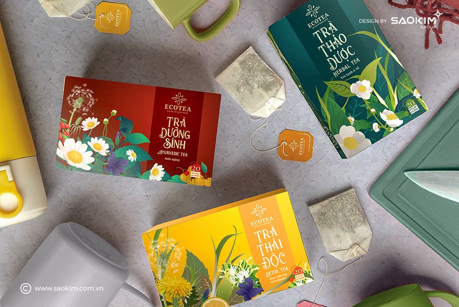 [Saokim.com.vn] Thiết kế bao bì sản phẩm trà EcoTea do Sao Kim thực hiện