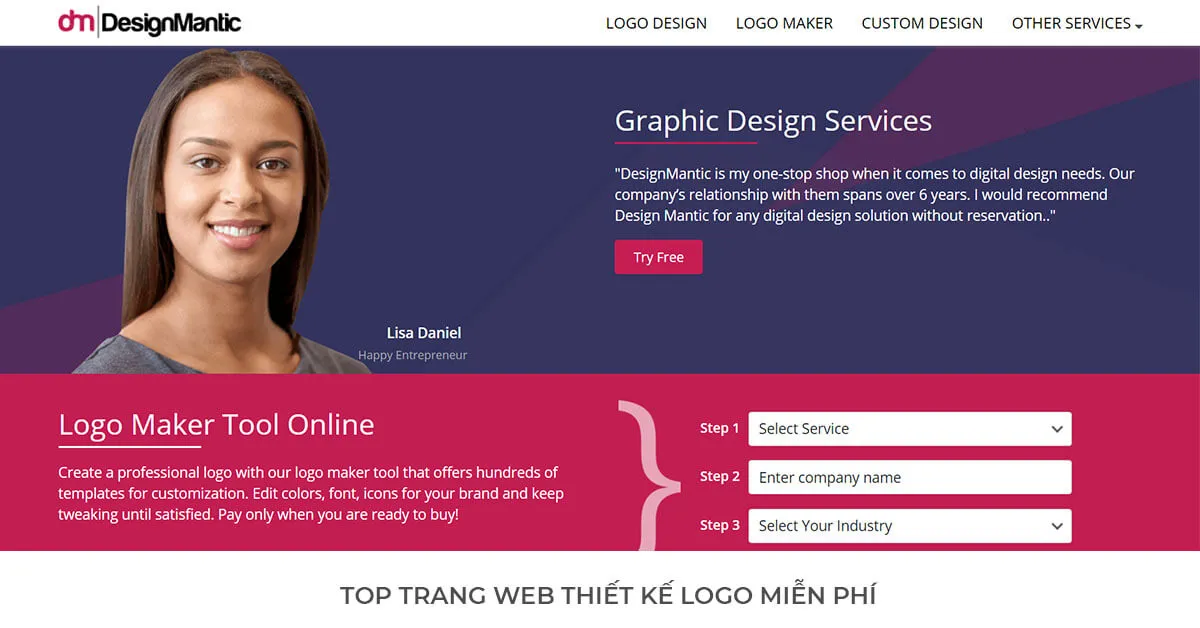 Design Mantic - Trang web thiết kế Logo miễn phí
