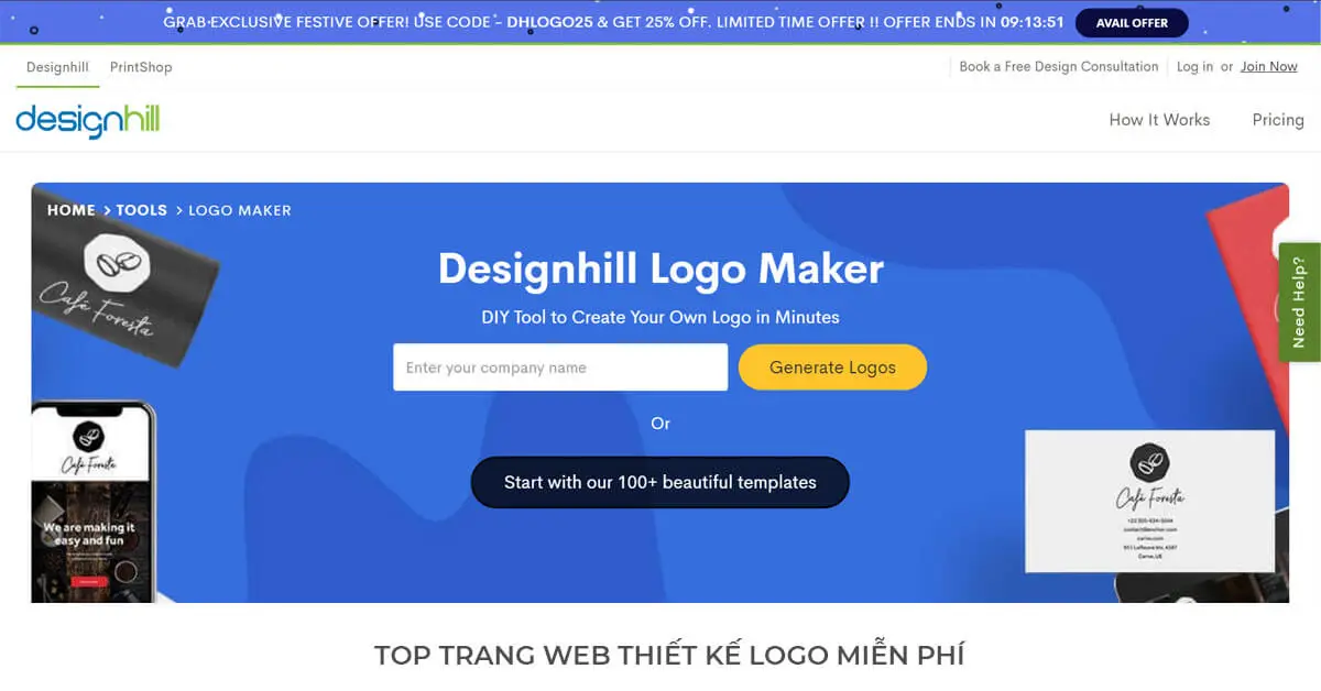 Design Hill - Trang web thiết kế Logo miễn phí