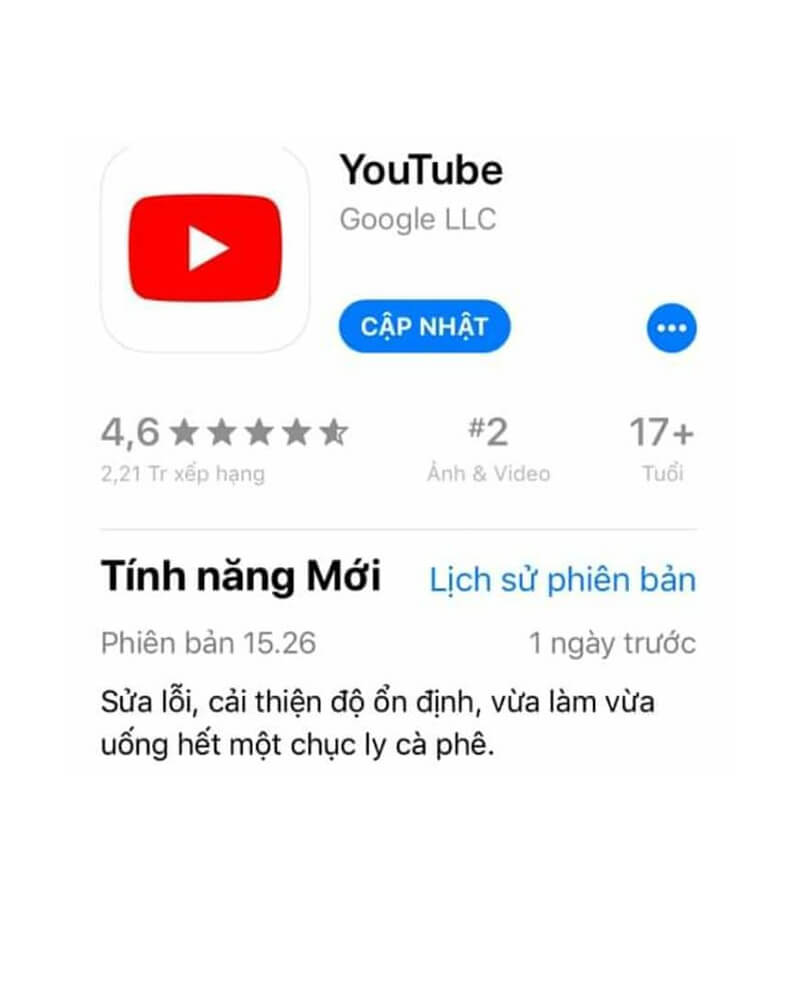 Thông báo cập nhật của Youtube