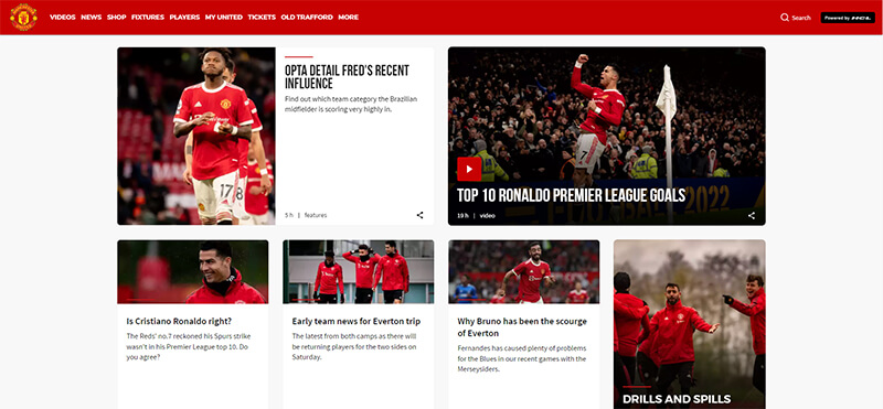 Hình ảnh của Manchester United trên Website