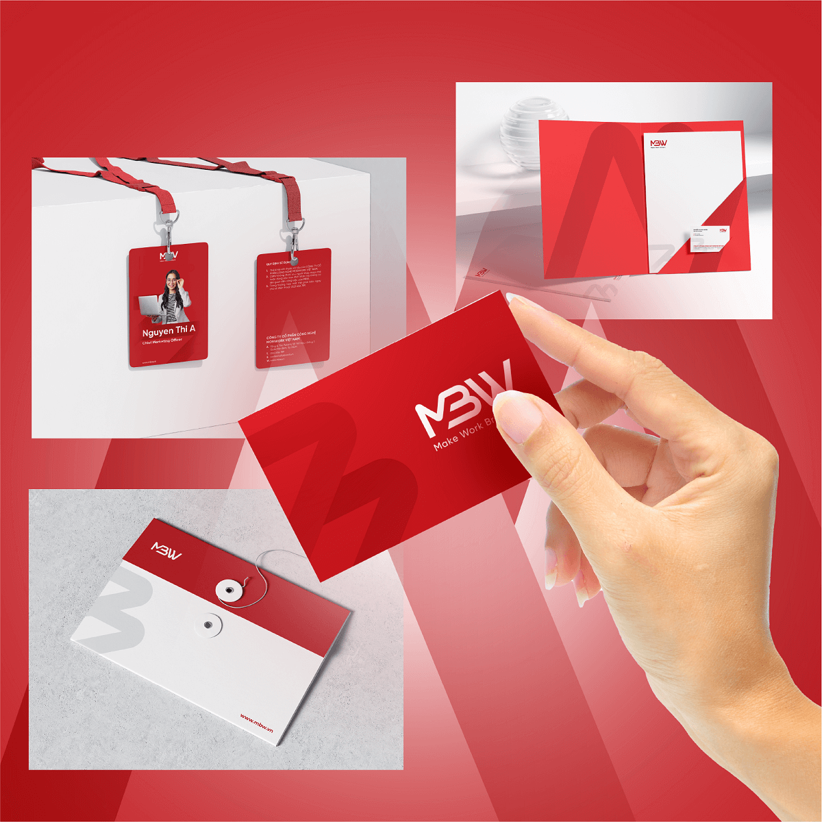 Thiết kế logo nhận diện thương hiệu MBW - Ứng dụng nhận diện của MBW