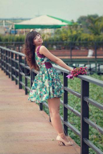 Phút thư giãn giữa thiên nhiên của cô bạn.