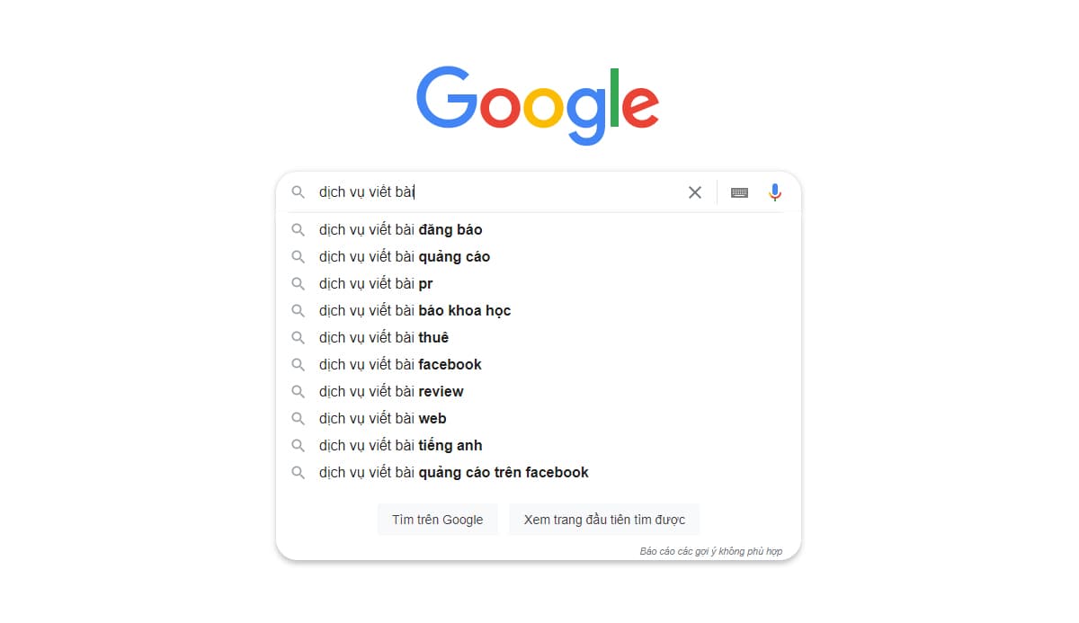 Ảnh minh họa Google Suggestion Ảnh minh họa Google Suggestion
