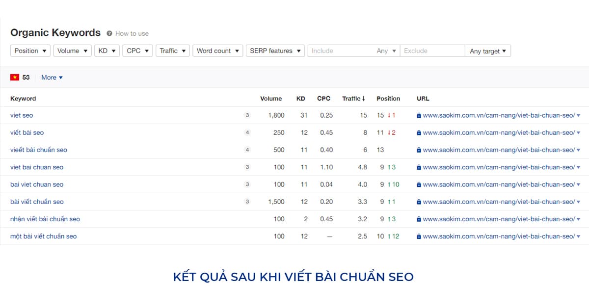 Kết quả viết bài chuẩn SEO Kết quả viết bài chuẩn SEO