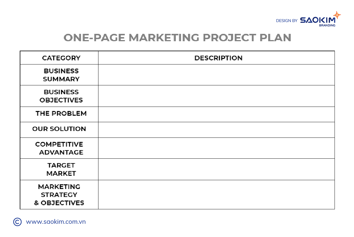 Mẫu kế hoạch One-page Marketing Mẫu kế hoạch One-page Marketing