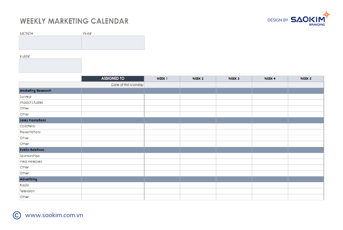 Mẫu kế hoạch Digital Marketing theo tuần Mẫu kế hoạch Digital Marketing theo tuần