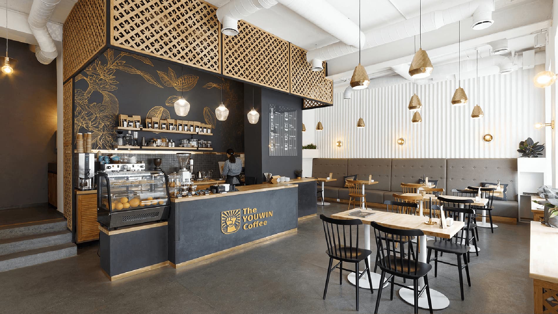 Dự án thiết kế thương hiệu The Youwin Coffee - Thiết kế cửa hàng 2