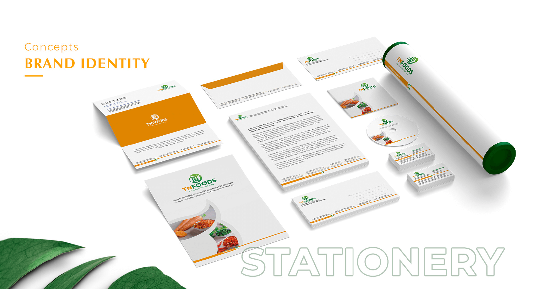 Dự án thiết kế thương hiệu, thiết kế website, nhận diện TN FOODS - Bộ nhận diện thương hiệu cơ bản
