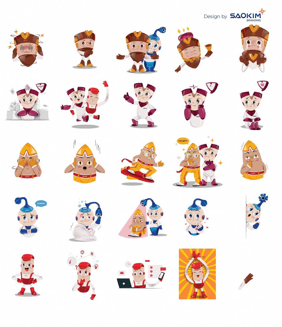 Ví dụ các cảm xúc của Mascot TNG do Sao Kim thiết kế Ví dụ các cảm xúc của Mascot TNG do Sao Kim thiết kế
