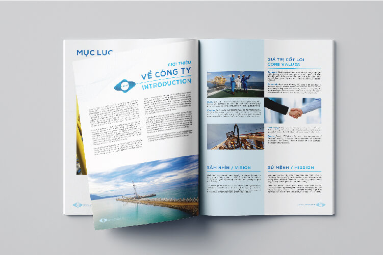 Trang giới thiệu công ty trong profile do Sao Kim thiết kế Trang giới thiệu công ty trong profile do Sao Kim thiết kế