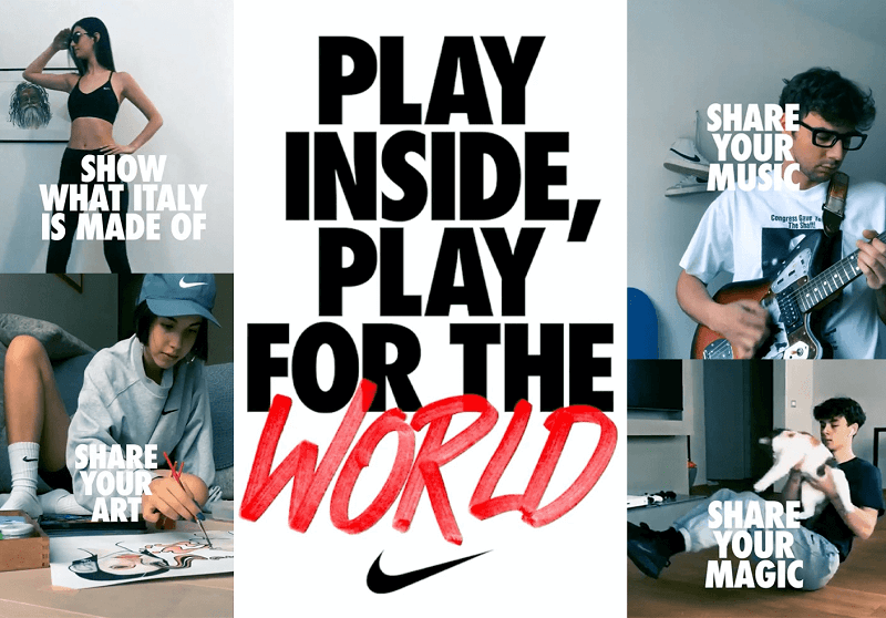 Chiến dịch kêu gọi mọi người cùng ở nhà, bảo vệ sức khỏe của Nike Ví dụ về PR online của Nike: Play inside, Play for the world (1)