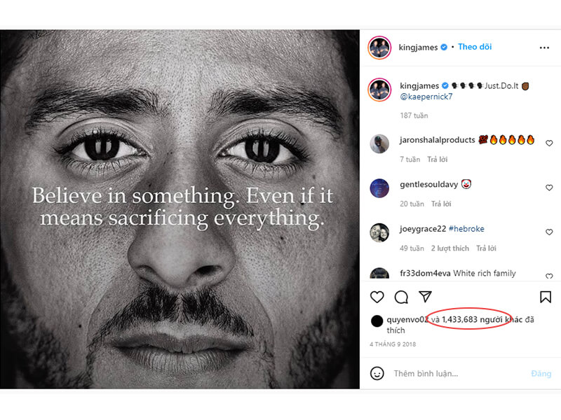 Kingjames repost quảng cáo của Nike Ví dụ về PR online của Nike: Dream Crazy (2)