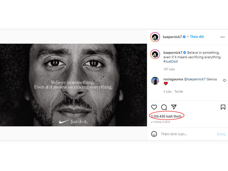 Quảng cáo của Nike với Kaepernick Ví dụ về PR online của Nike: Dream Crazy (1)
