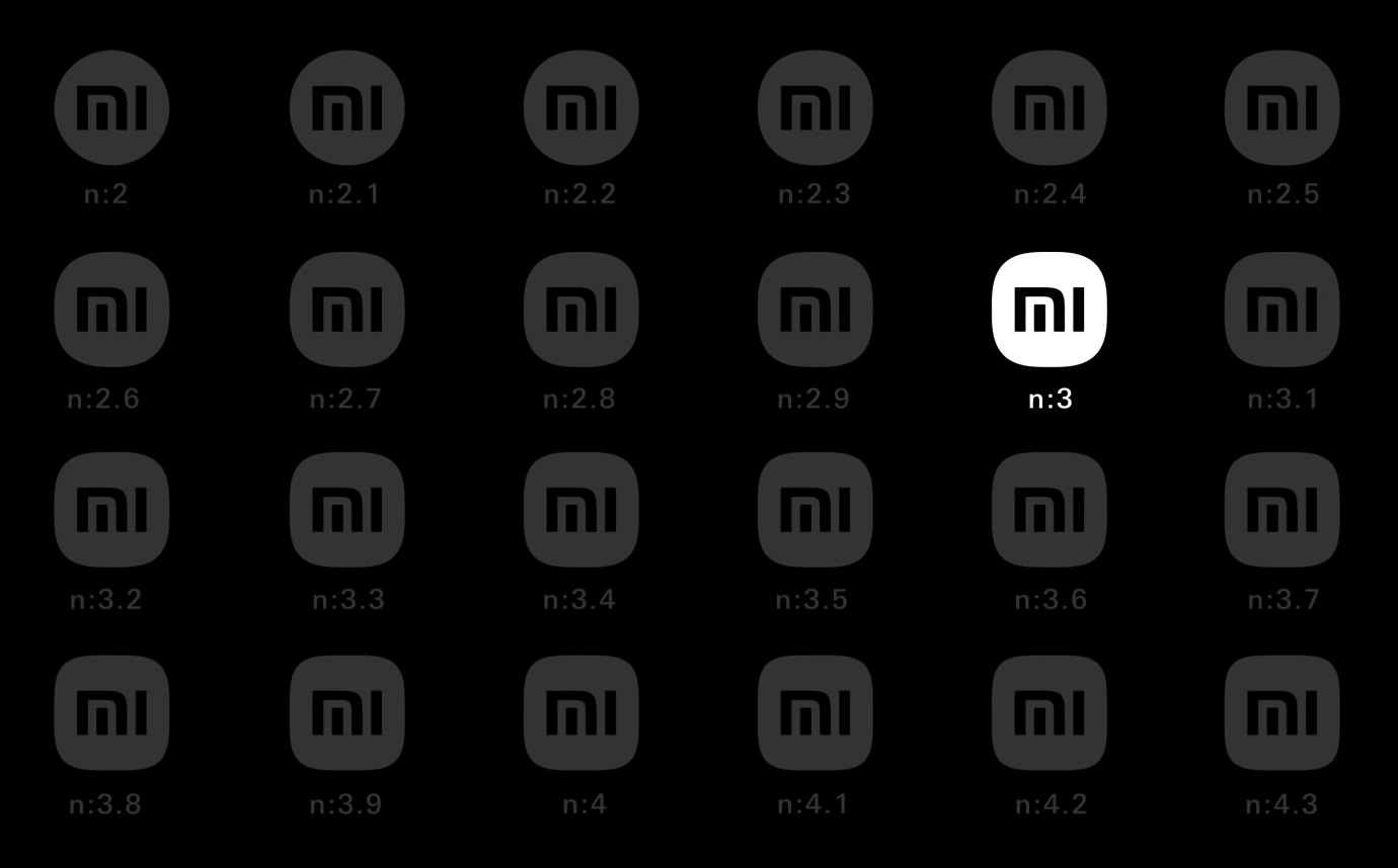 Thử nghiệp các biến thể đường cong của Logo Xiaomi Thử nghiệp các biến thể đường cong của Logo Xiaomi