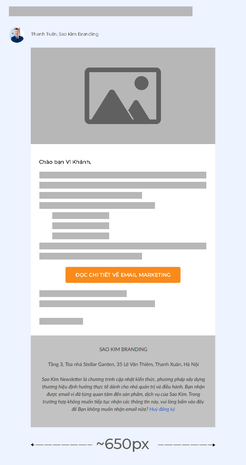 Ví dụ mẫu email marketing tiêu chuẩn