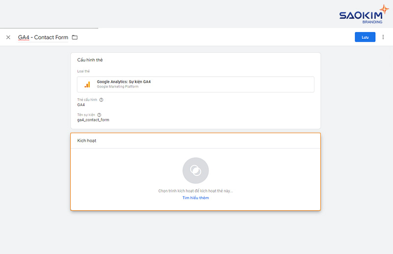 Cài đặt chuyển đổi điền Form bằng Google Tag Manager - Liên kết với trình kích hoạt