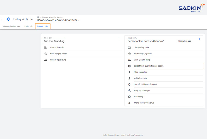 Cài đặt Google Tag Manager vào website - Bước Lấy mã Google Tag Manager