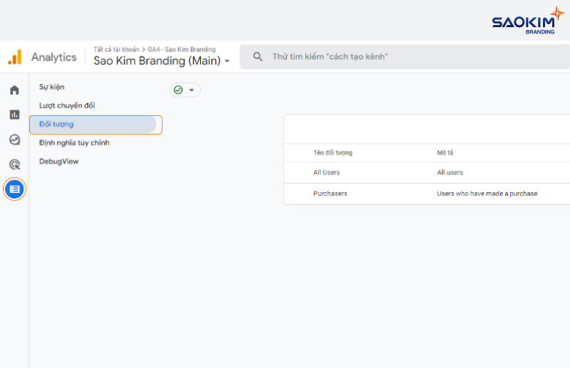 Tạo đối tượng tùy chỉnh trong Google Analytics 4 - Truy cập Định cấu hình Đối tượng