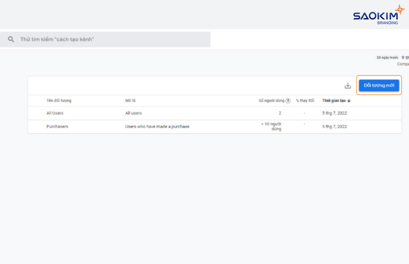 Tạo đối tượng tùy chỉnh trong Google Analytics 4 - Tạo Đối tượng mới