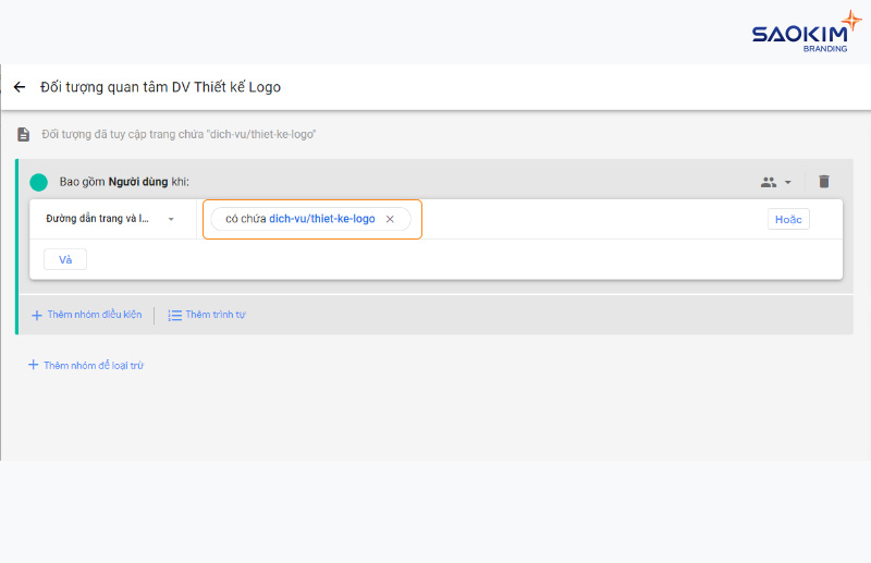 Tạo đối tượng tùy chỉnh trong Google Analytics 4 - Cài đặt điều kiện