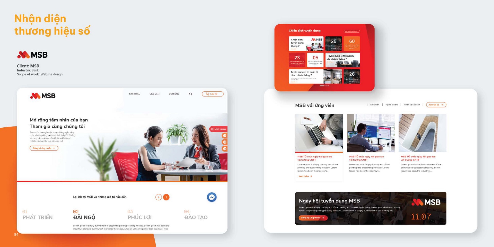Thiết kế website tuyển dụng của MSB