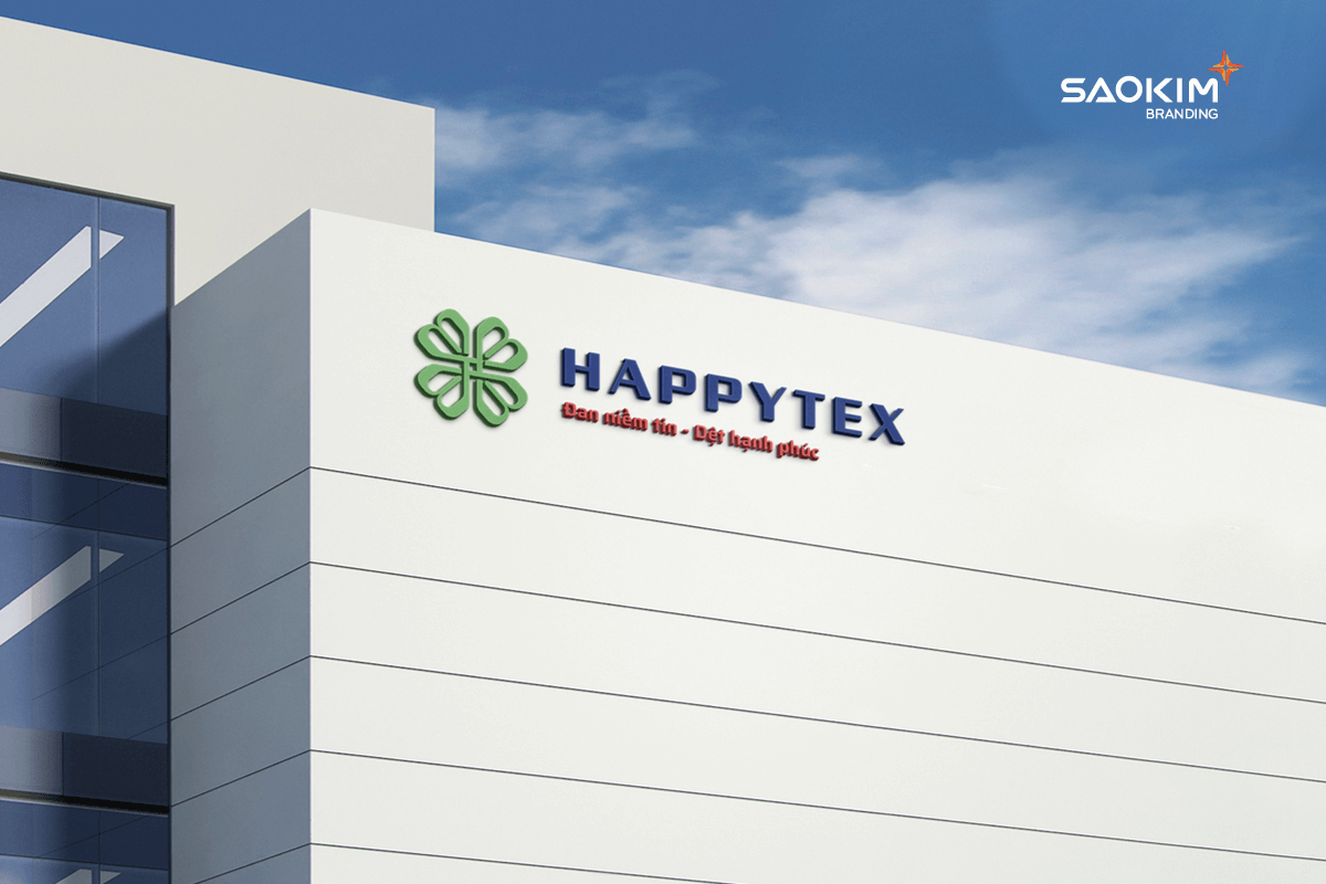 Thiết kế thương hiệu HAPPYTEX do Sao Kim Branding thực hiện
