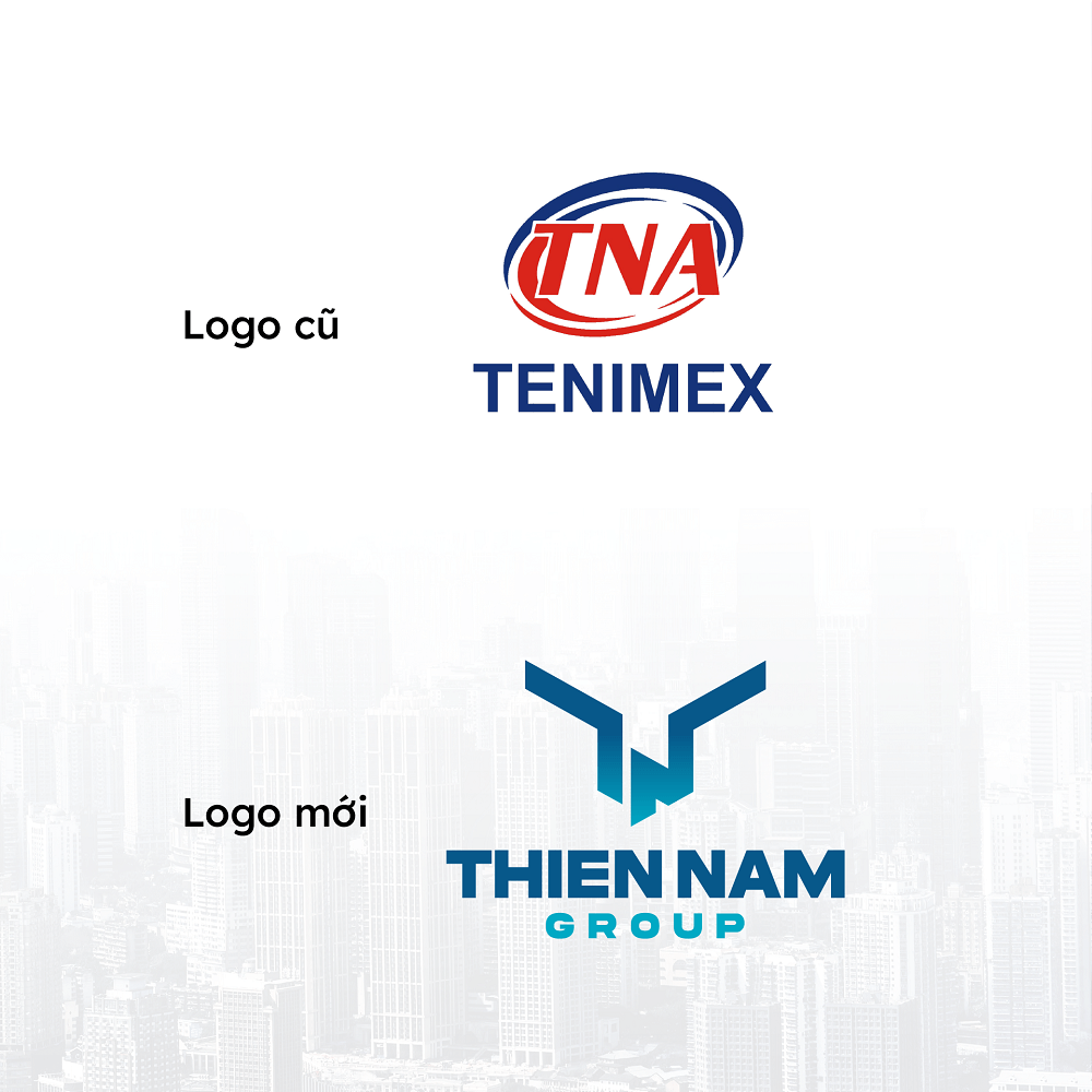 Thiết kế logo nhận diện thương hiệu Thiên Nam Group - So sánh logo cũ mới