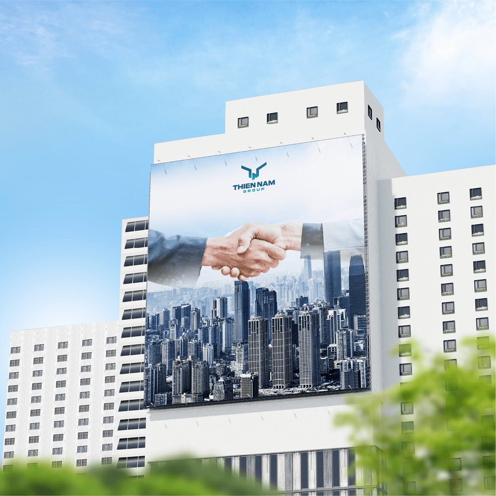 Thiết kế logo nhận diện thương hiệu Thiên Nam Group - Ứng dụng nhận diện ngoài trời