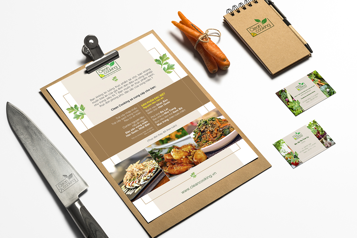 CLEAN COOKING - Thiết kế logo và ấn phẩm marketing thương hiệu thực phẩm Clean Cooking