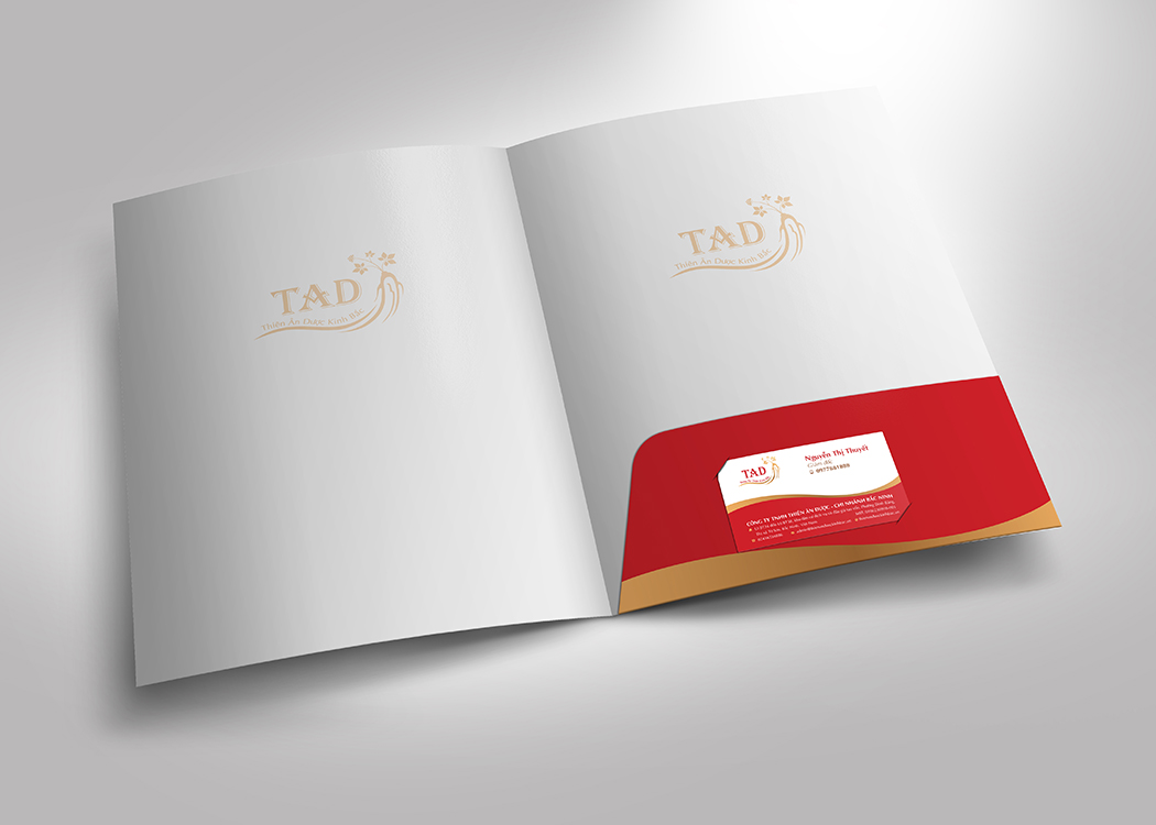 Sales Kit bao bồm: Folder (Mẫu folder trong bộ nhận diện thương hiệu của Thiên Ân Dược do Sao Kim thực hiện