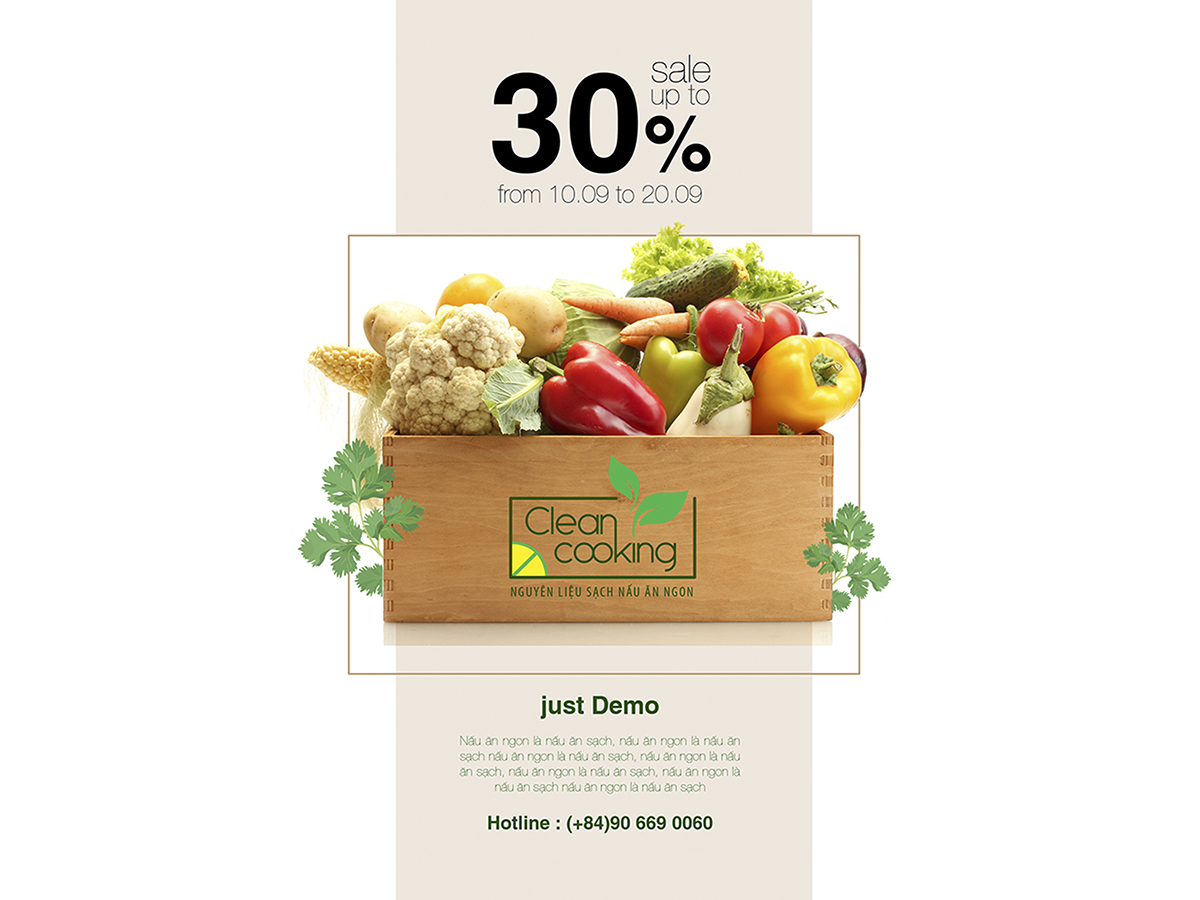 CLEAN COOKING - Thiết kế logo và ấn phẩm marketing thương hiệu thực phẩm Clean Cooking