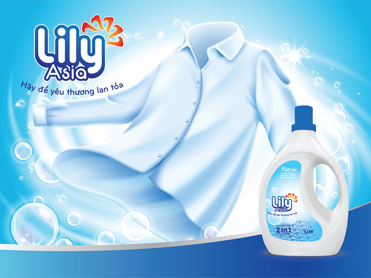 LILYAsia - Thiết kế logo và bao bì sản phẩm nước giặt Lily Asia