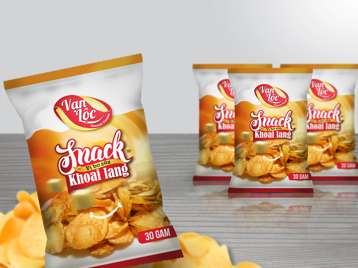 VẠN LỘC - Thiết kế logo và bao bì snack khoai tây 8 Mập