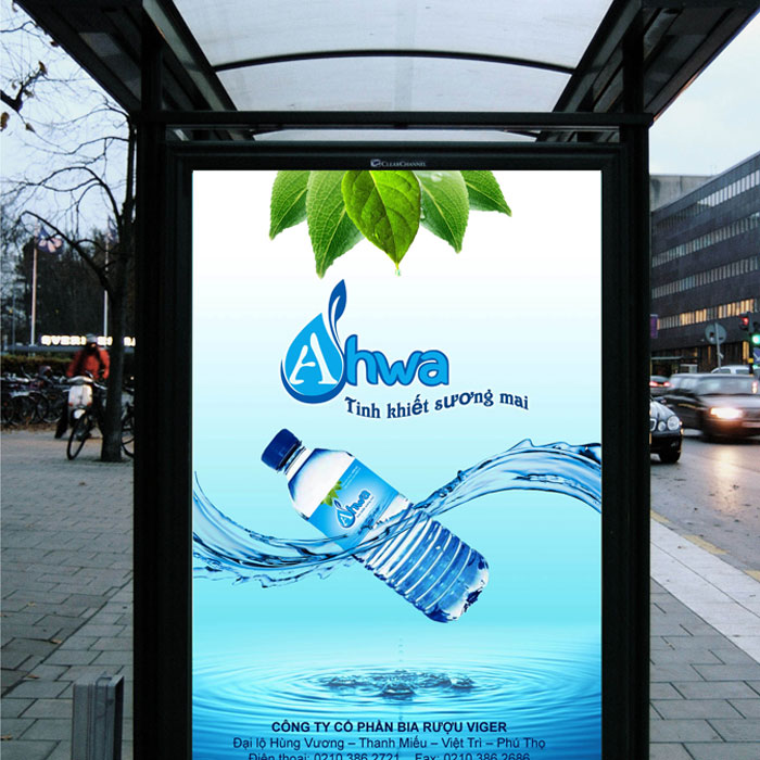 AHWA - Sáng tạo tên thương hiệu và thiết kế logo nước tinh khiết Ahwa