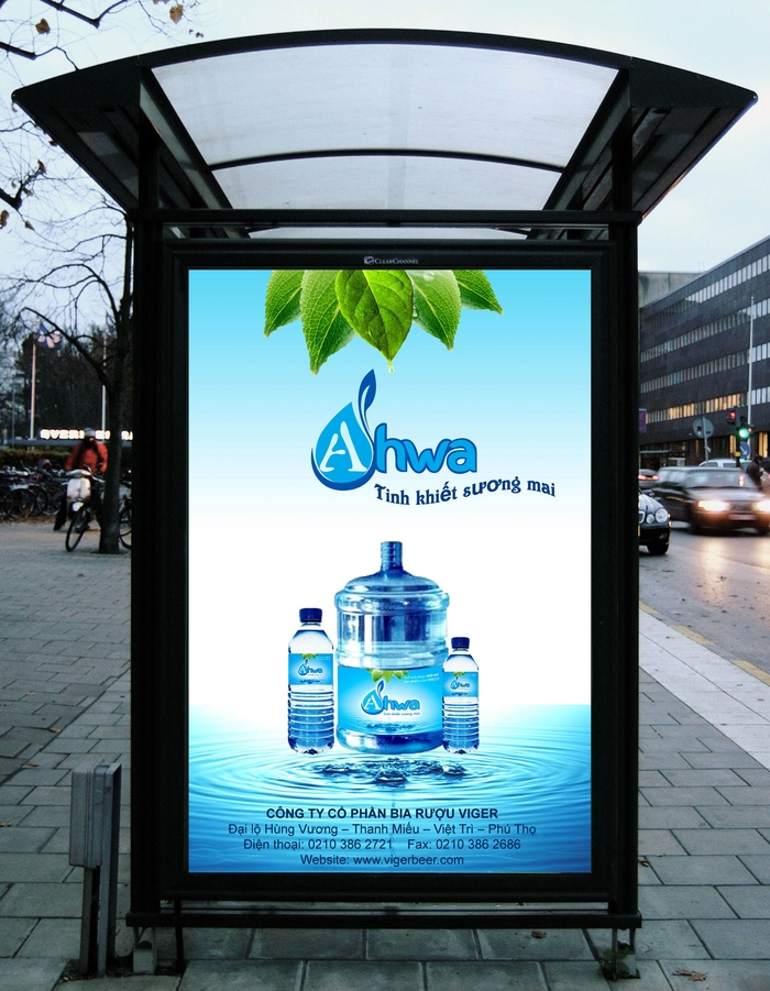 AHWA - Sáng tạo tên thương hiệu và thiết kế logo nước tinh khiết Ahwa