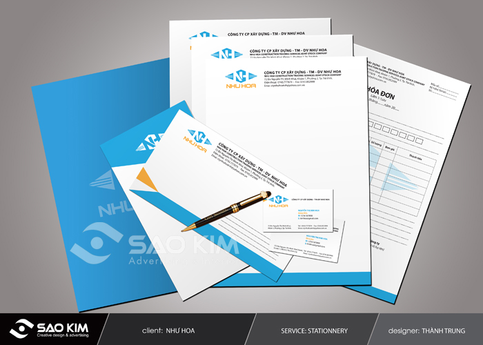 NHƯ HOA - Thiết kế logo và nhận diện thương hiệu công ty xây dựng Như Hoa