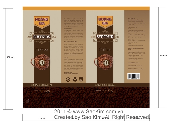HOÀNG GIA ĐẠT - Thiết kế bao bì sản phẩm cà phê Hoàng Gia