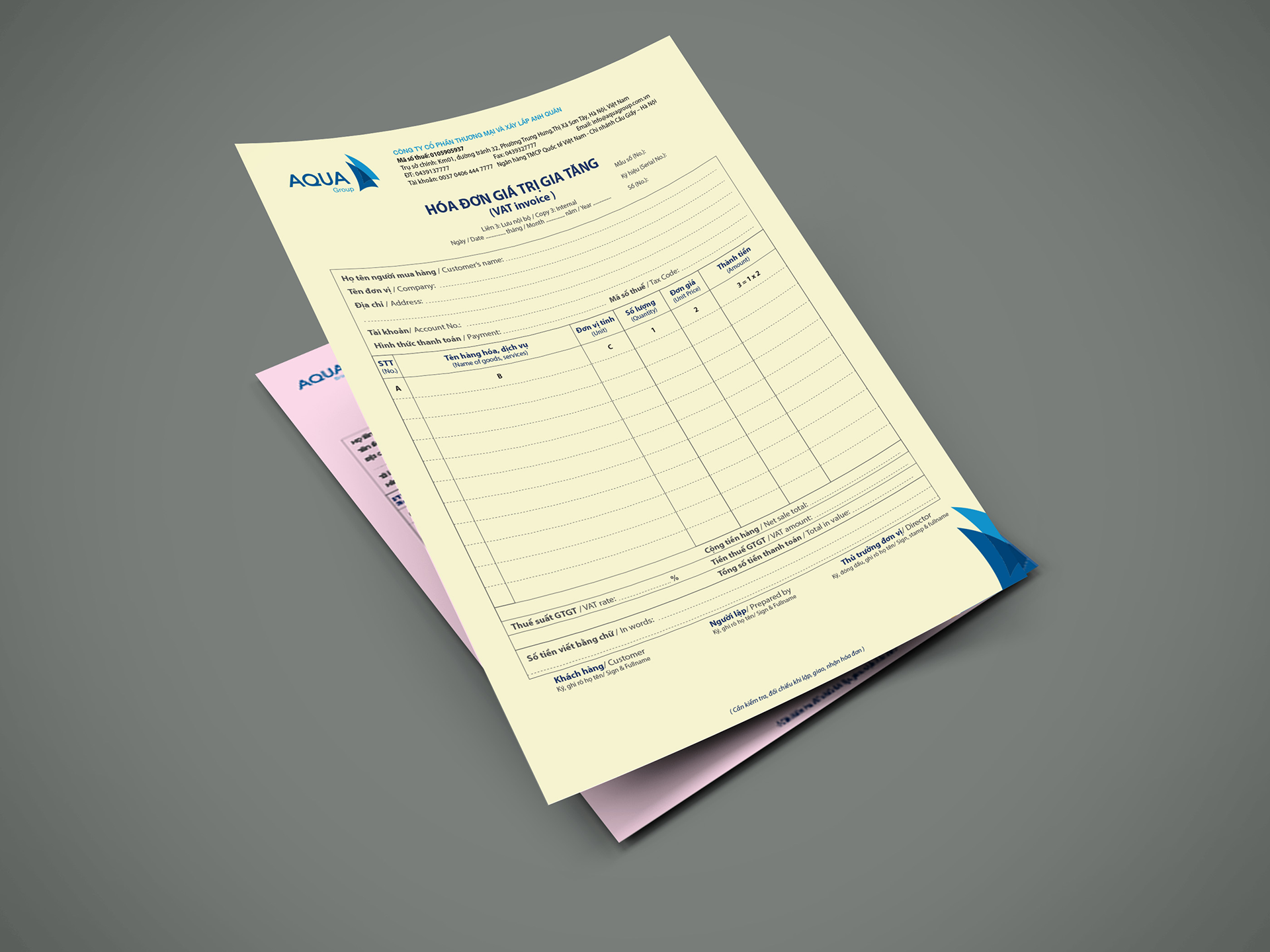 AQUA GROUP - Thiết kế logo và bộ nhận diện thương hiệu Công ty TNHH và Xây lắp Anh Quân