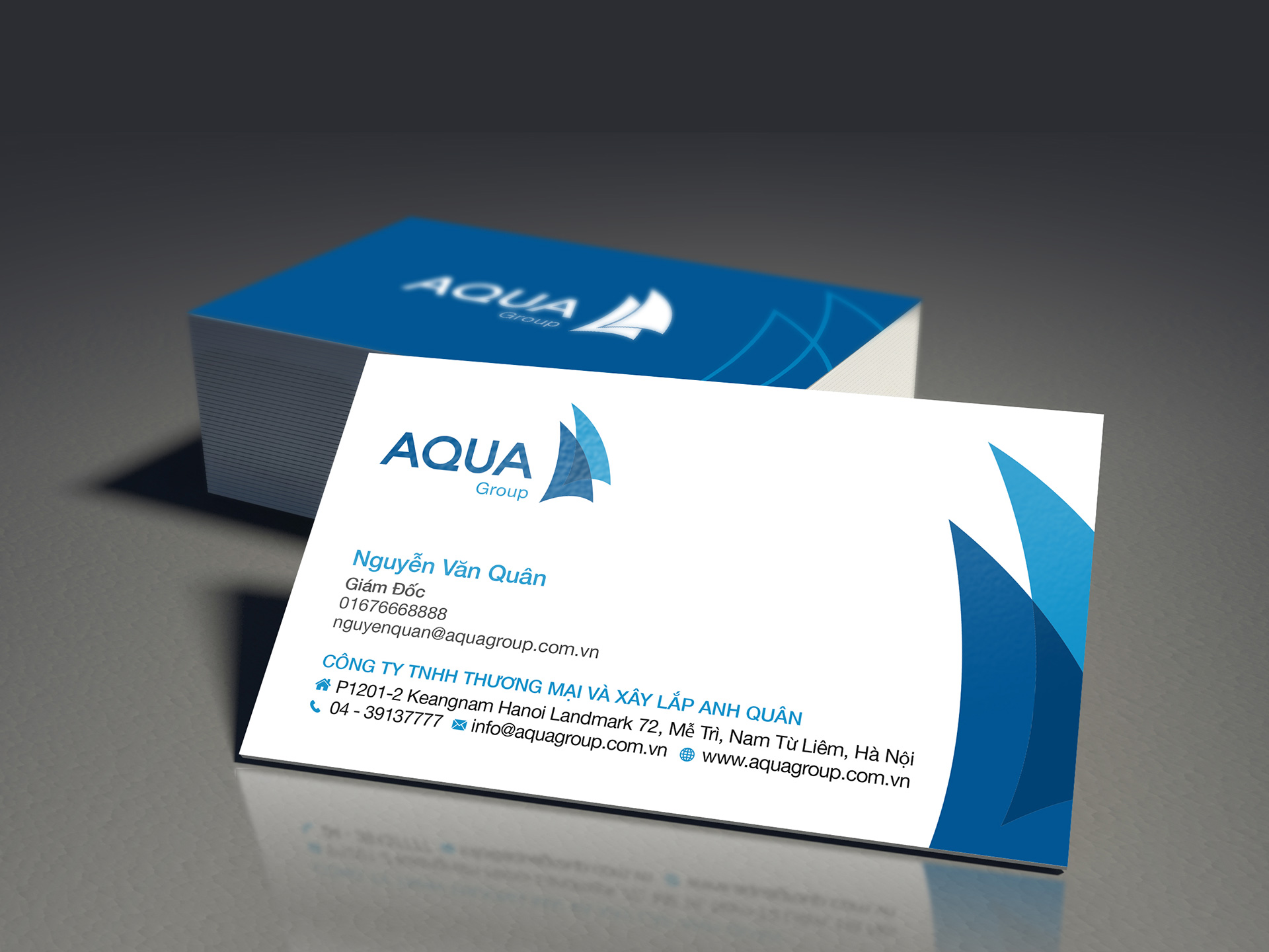 AQUA GROUP - Thiết kế logo và bộ nhận diện thương hiệu Công ty TNHH và Xây lắp Anh Quân