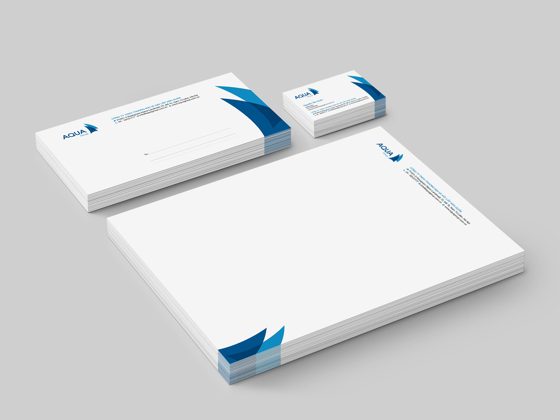 AQUA GROUP - Thiết kế logo và bộ nhận diện thương hiệu Công ty TNHH và Xây lắp Anh Quân
