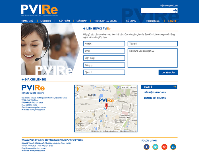 Thiết kế website PVI Re - Thiết kế website tổng công ty Cổ phần Tái bảo hiểm PVI (PVI Re)