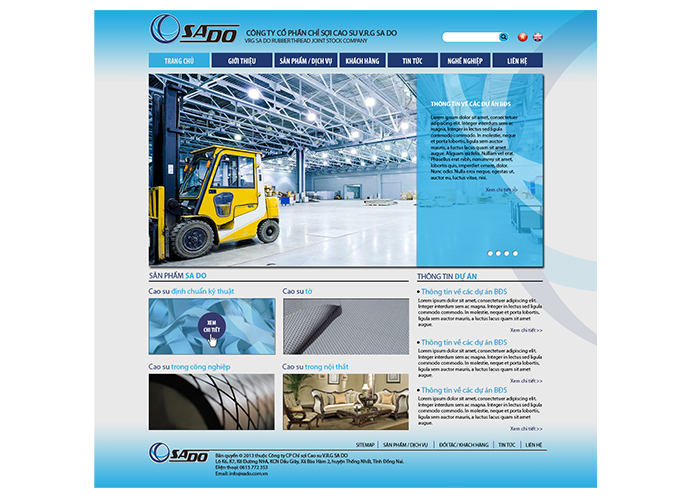 Thiết kế website SA DO - Thiết kế website Công ty cổ phần Chỉ sợi cao su VRG SA DO
