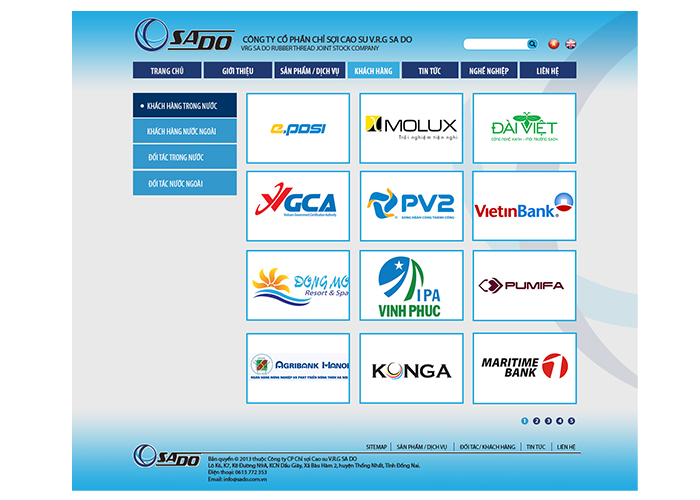 Thiết kế website SA DO - Thiết kế website Công ty cổ phần Chỉ sợi cao su VRG SA DO