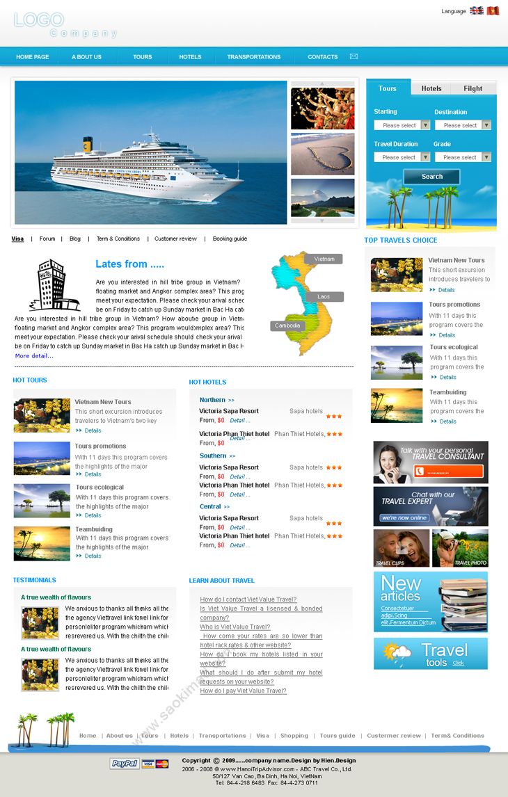 VIETNAM ADVENTURED TRAVEL - Thiết kế website du lịch VIETNAM ADVENTURED TRAVEL