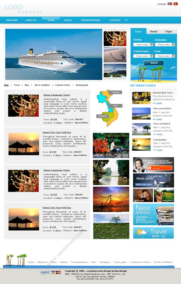 VIETNAM ADVENTURED TRAVEL - Thiết kế website du lịch VIETNAM ADVENTURED TRAVEL