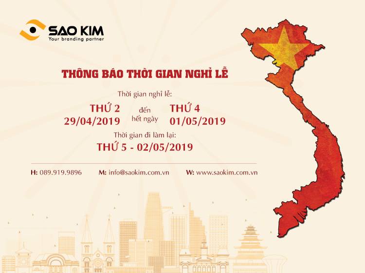 Thông báo nghỉ lễ 30/4 và 1/5/2019 của Sao Kim.