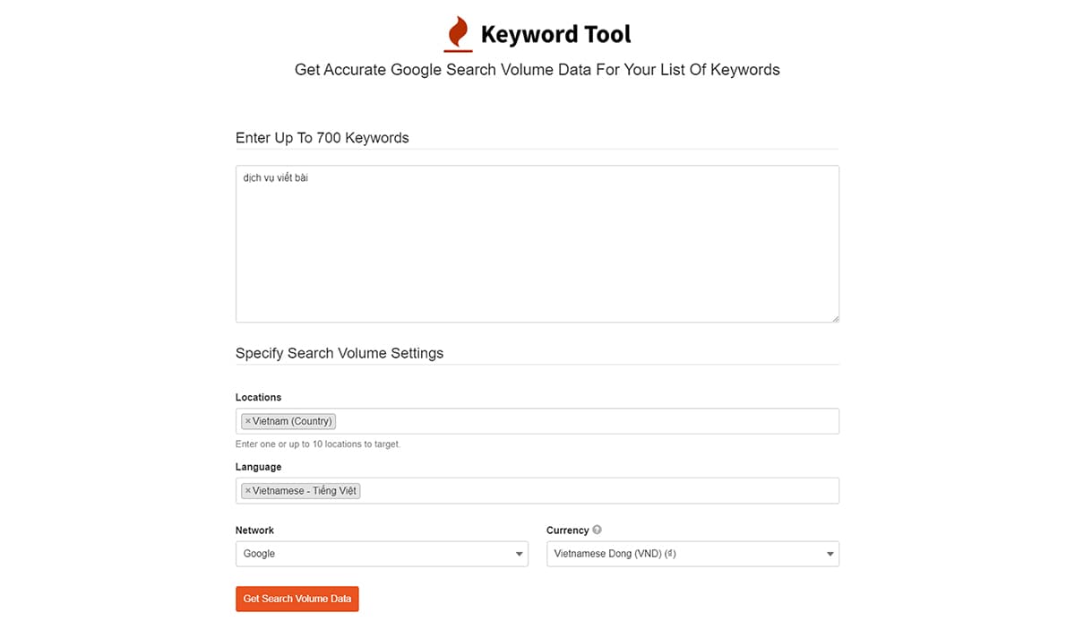 Kế hoạch SEO: Công cụ nghiên cứu từ khóa Keyword Tool (1)